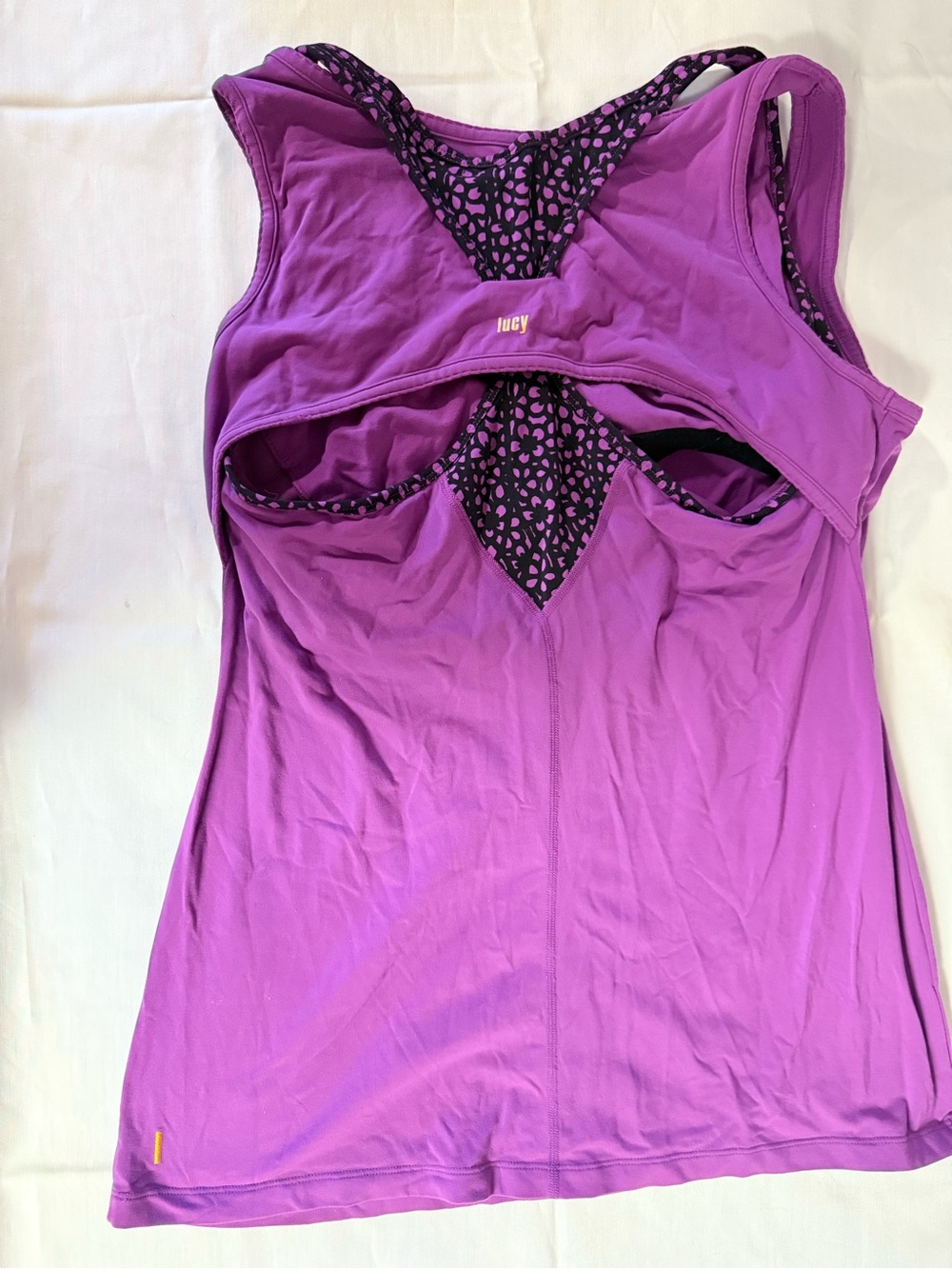 Lucy Women's Violet Built-In Bra Tank with Printed Racerback